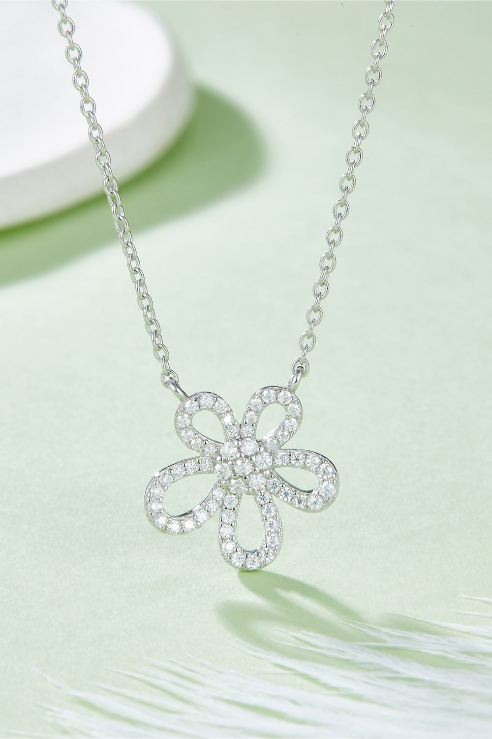 Moissanite Flower Pendant 925 Sterling Silver Necklace