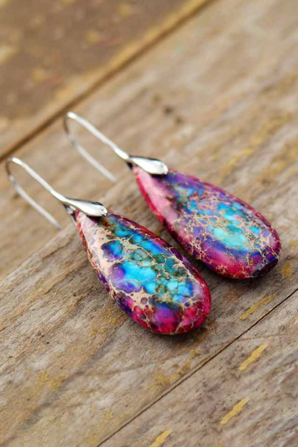 Handmade Teardrop Shape Natural Stone Dangle Earrings